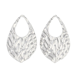 Нержавеющая Сталь Цвет Не тускнеющие 304 подвески из нержавеющей стали, текстурированная подвеска-капля, цвет нержавеющей стали, 49.5x30x2 мм, отверстие : 21.2x14.2 мм