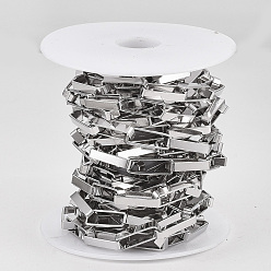 Platinum Unwelded Iron Paperclip Chains, Flat Oval, Drawn Elongated Cable Chains, with Spool, Platinum, 19x7x4mm, about 32.8 Feet(10m)/roll