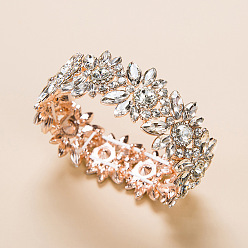 Кристалл Браслеты из сплава со стразами для женщин, цветок, золотые, кристалл, внутренний диаметр: 2 дюйм (5 см)