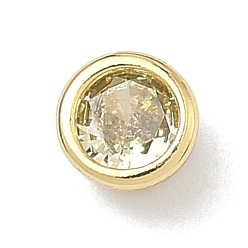 Желтый Плоские круглые латунные микропаве кабошоны из кубического циркония, стойки покрытие, долговечный, без свинца и без кадмия, реальный 18 k позолоченный, желтые, 5x3.5 мм