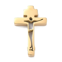 Золотой Пасхальные 304 кулоны из нержавеющей стали, амулеты в виде креста с распятием Иисуса, ионное покрытие (ip), золотые, 30x19.5x4.5 мм, отверстие : 3.5 мм