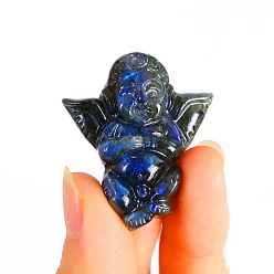 Angel & Fairy Резные скульптуры из натурального лабрадорита, украшения для выставки, для украшения домашнего офиса, ангел и фея, 40x27 мм