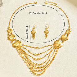 Сердце Комплекты из серег из сплава и многослойных ожерелий для женщин, реальный 18 k позолоченный, сердце, ожерелья: 24.02 дюйм (61 см)