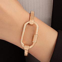 Золотой Овальные браслеты-манжеты из сплава для женщин, золотые, внутренний диаметр: 2~2-3/8 дюйм (5~6 см)