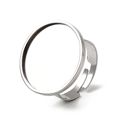 Нержавеющая Сталь Цвет 304 регулируемые кольцевые компоненты из нержавеющей стали, настройки круглого кольца, цвет нержавеющей стали, лоток : 20.5 мм, 22 мм, внутренний диаметр: 18 мм
