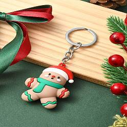 Gingerbread Man Рождественский пластиковый брелок из ПВХ, литыми кольцами, Колобок, 10.5 см, Кулон : 49 мм