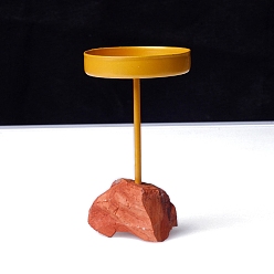 Плоский Круглый Металлические подсвечники, с натуральными красными яшмовыми основаниями, плоско-круглые, 170x70 мм