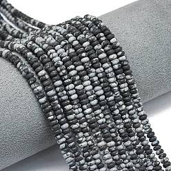 Снежный Обсидиан Природные снежинка обсидиан бисер нитей, матовые, рондель, 4x2 мм, отверстие : 0.9 мм, около 167~173 шт / нитка, 15.16~15.35 дюйм (38.5~39 см)