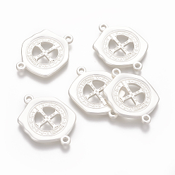 Матовый Серебристый Цвет Соединители латунные звенья, долговечный, религиозное христианство, со словом cssml ndsmd, матовое серебро, 35x25.5x3.8 мм