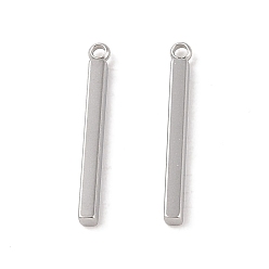 Нержавеющая Сталь Цвет Не тускнеющие 304 подвески из нержавеющей стали, кубовидный/стержневой шарм, цвет нержавеющей стали, 22.5x2.5x2 мм, отверстие : 1.4 мм