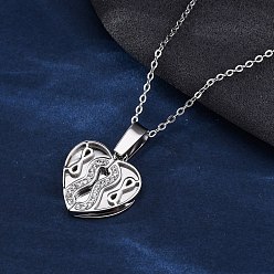 Нержавеющая Сталь Цвет 304 ожерелья из нержавеющей стали, полимерной глины, сердечки, открывающиеся подвески для женщин, кристалл, цвет нержавеющей стали, 17.52 дюйм (44.5 см)