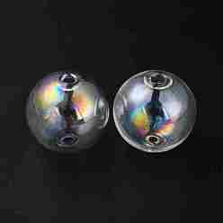 Colorful Handmade Two Holes Blown Glass Globe Beads, Round, for DIY Wish Bottle Pendants Glass Beads, Colorful, 30mm, Hole: 2.2mm