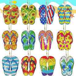 Shoes DIY Diamond Painting Keychain Kit, Including Acrylic Board, Keychain Clasp, Ball Chain, Resin Rhinestones Bag, Diamond Sticky Pen, Tray Plate and Glue Clay, Shoes Pattern, Board: 74x52~61mm, 12pcs/set