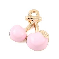 Pink Подвески из эмали и сплава, черри прелести, долговечный, золотые, розовые, 14x14x5 мм, отверстие : 1.6 мм