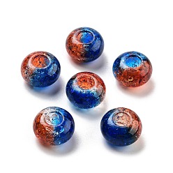 Темно-Синий Двухцветные прозрачные акриловые европейские бусины с кракле, бусины с большим отверстием, рондель, темно-синий, 14x8.5 мм, отверстие : 5.5 мм, Около 537 шт / 500 г