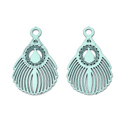Бирюза 430 подвеска из нержавеющей стали, окрашенная распылением, филигранные подвески в виде павлиньих перьев, бирюзовые, 16.5x10x0.3 мм, отверстие : 1.5 мм