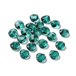 Dark Cyan Imitation Austrian Crystal Beads, Grade AAA, Faceted, Flat Round, Dark Cyan, 10x5mm, Hole: 0.9~1mm