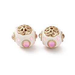 Pink Круглые бусины из смолы ручной работы из Индонезии, со сплавочной фурнитурой, круглые, розовые, 19x16.5 мм, отверстие : 2 мм