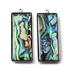 Rectangle 304 подвески из натуральной ракушки пауа из нержавеющей стали, цвет нержавеющей стали, прямоугольные, 43x17x3.5 мм, отверстие : 1.8 мм