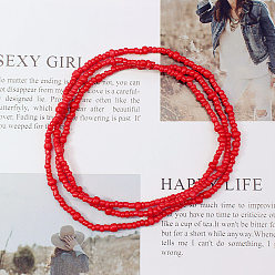 Красный Стеклянные бусины-рондель из бисера на талию, бохо сексуальная цепочка на живот, красные, 820 мм