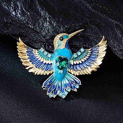 Разноцветный Булавки с птичьей эмалью, штыри отворотом сплава горного хрусталя для одежды рюкзака, красочный, 41x57 мм