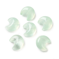 Бледно-Зеленый Прозрачные стеклянные бусины для выпечки, луна, бледно-зеленый, 16x14x9 мм, отверстие : 1.2 мм, Около 476 шт / 1000 г