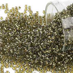 (758) Gold Lined Black Diamond Круглые бусины тохо, японский бисер, (758) черный бриллиант в золотой оправе, 11/0, 2.2 мм, отверстие : 0.8 мм, Около 1111 шт / 10 г