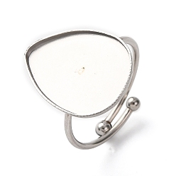 Нержавеющая Сталь Цвет Регулируемые 304 манжетные кольца из нержавеющей стали, слеза, цвет нержавеющей стали, лоток : 18x13 мм, 1 мм, внутренний диаметр: 18 мм
