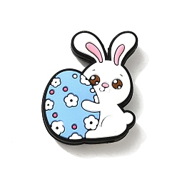 Синий Силиконовые бусины на пасхальную тематику, изготовление ожерелий diy, кролик, синие, 30x26x9 мм, отверстие : 2.5 мм