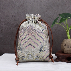 Светло-серый Сумки для хранения ткани с принтом водной ряби, прямоугольные пакеты на шнурке, упаковочный пакет, светло-серый, 18x13 см