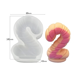 Number Силиконовые формы для свечей своими руками, изготовление украшений, для изготовления свечей, число, белые, число 2, 89x43x142 мм