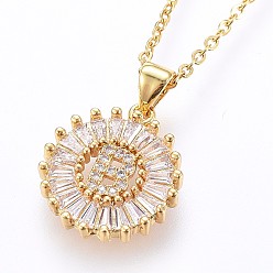 Letter B Подвеска-колье с инициалом из латуни, украшенная микропаве из кубического циркония., с 304 цепи из нержавеющей стали, плоские круглые с буквы, золотые, letter.b, 17.71 дюйм (45 см), Кулон : 22x16x3 мм