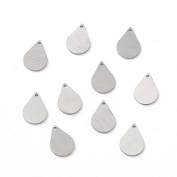 Нержавеющая Сталь Цвет Устойчивые к потускнению 304 подвески из нержавеющей стали, двухсторонний подъемный стол, пустая бирка с матовой отделкой, слеза, цвет нержавеющей стали, 12x9x1 мм, отверстие : 1 мм