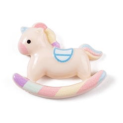 Лошадь Детская тема, непрозрачная смола, декодированные кабошоны, лошадь, 25.5x31.5x7 мм