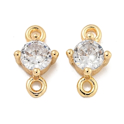 Настоящее золото 14K Покрытие стойки из латуни, звенья из прозрачного кубического циркония, подвески с плоским круглым разъемом, долговечный, без свинца и без кадмия, реальный 14 k позолоченный, 11x6x3.5 мм, отверстие : 1.4 мм