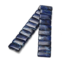 Темно-Синий Натуральные имперские нитки из бисера яшмы, окрашенные, прямоугольные, 2-луночное, темно-синий, 20~20.5x10~10.5x5~5.5 мм, отверстие : 1 мм, около 20 шт / нитка, 8.15~8.46'' (20.7~21.5 см)