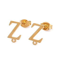 Letter Z Ионное покрытие (ip) 304 серьги-гвоздики из нержавеющей стали, для женщин, Письмо Z, 11.5x8 мм, отверстие : 1 мм, штифты : 0.7 мм