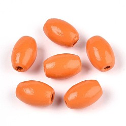Темно-Оранжевый Окрашенные распылением деревянные бусины Schima, рис, темно-оранжевый, 12~12.5x7.5~8.5 мм, отверстие : 2~2.5 мм
