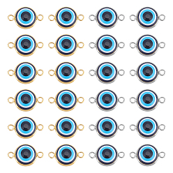 Золотой & Цвет Нержавеющей Стали 60 шт 2 цвета сглаза смоляные соединители подвески, синие, с 304 двойными петлями из нержавеющей стали, золотые и нержавеющая сталь цвет, 13.5x21x4.5 мм, отверстие : 2.3 мм, 30 шт / цвет