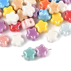 (52) Непрозрачная лаванда 1 нити фарфоровых бусин ручной работы, цветка сливы, яркие глазированный фарфор, разноцветные, 10.5~11x11~11.5x7.5~8 мм, отверстие : 1.8~2 мм, около 32 шт / нитка, 13.19 дюйм (33.5 см)