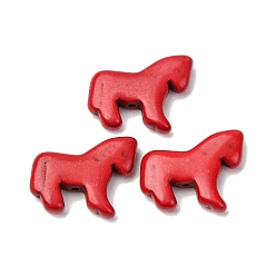 Красный Синтетические бирюзовые бусины в виде лошади, красные, 18x21.5x5 мм, отверстие : 1.2 мм