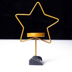 Звезда Металлические подсвечники, с цоколями из натурального шунгитового камня, звезда, 170x70 мм