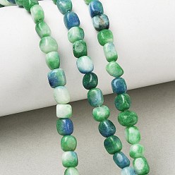 Vert Mer Teints naturels blanches perles de jade brins, nuggets, pierre tombée, vert de mer, 5~6.5x5~6.5x4~5.5mm, Trou: 0.8mm, Environ 64~66 pcs/chapelet, 15.75'' (40 cm)