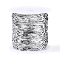 Серебро 20м 15-слойная круглая металлизированная нить из пэт-материала, серебряные, 1 мм, около 21.87 ярдов (20 м) / рулон
