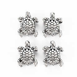 Античное Серебро Европейские сплавочные бусины тибетского стиля , без кадмия и без свинца, черепаха, античное серебро, 15x12x8 мм, отверстие : 5.5 мм, Около 360 шт / 1000 г