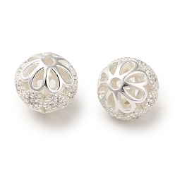 Серебро Покрытие стойки латунное паве бусины из кубического циркония, долговечный, без кадмия и без свинца, круглые, серебряные, 10.5x10 мм, отверстие : 1.6 мм