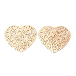 Light Gold Долговечные латунные подвески-коннекторы с покрытием, без кадмия, без никеля и без свинца, полые сердечные связи, золотой свет, 18x20x0.3 мм, отверстие : 1.6 мм