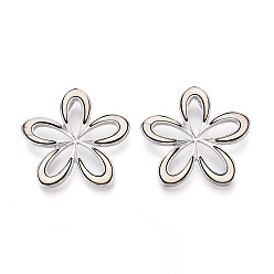 Кремово-белый Подвески из сплава и окрашенных натуральных раковин морского ушка, , платина, кремово-белые, 37~37.5x38.5~39x3.5~4 мм, отверстие : 7.5x3.5~4 мм