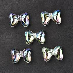 Clear AB UV Plating Rainbow Iridescent Acrylic Beads, Bowknot, Clear AB, 29x21x10mm, Hole: 2.8mm