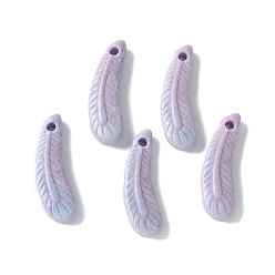 Лиловый Подвески из натурального радужного алашанского агата, окрашенные, прелести из перьев, сирень, 16.5~17x4.5~5.5x2.5~3 мм, отверстие : 1.2 мм